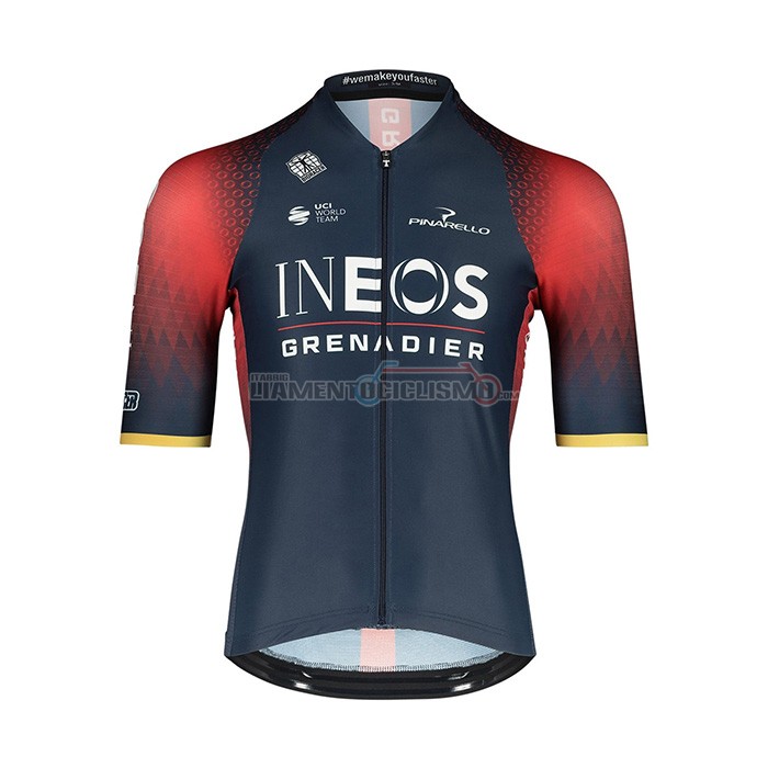 Abbigliamento Ciclismo Ineos Grenadiers Manica Corta 2022 Scuro Blu Rosso